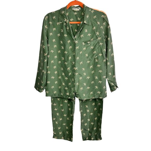 WinterSilks Pajama Set Womens Small Long Sleeve Top Pants 100% Silk Sleepwear - Picture 1 of 4